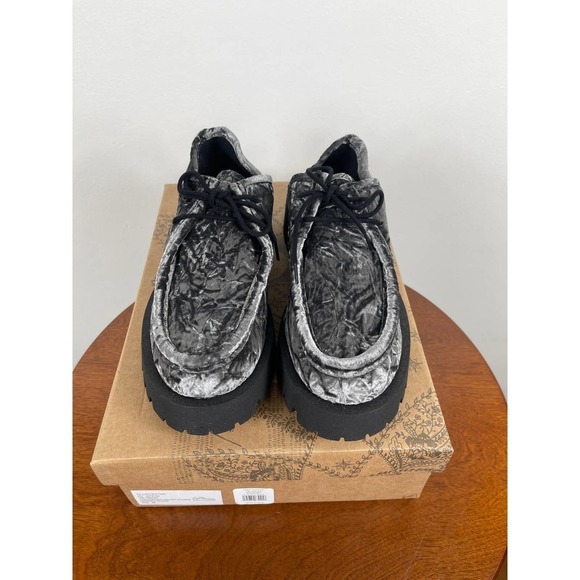 Free People Crushed Velvet Loafers in Gray and Black - Picture 2 of 10